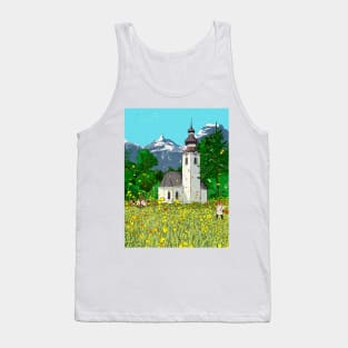 Gnadenwald Innsbruck Austria Landscape Whimsical Illustration Tank Top